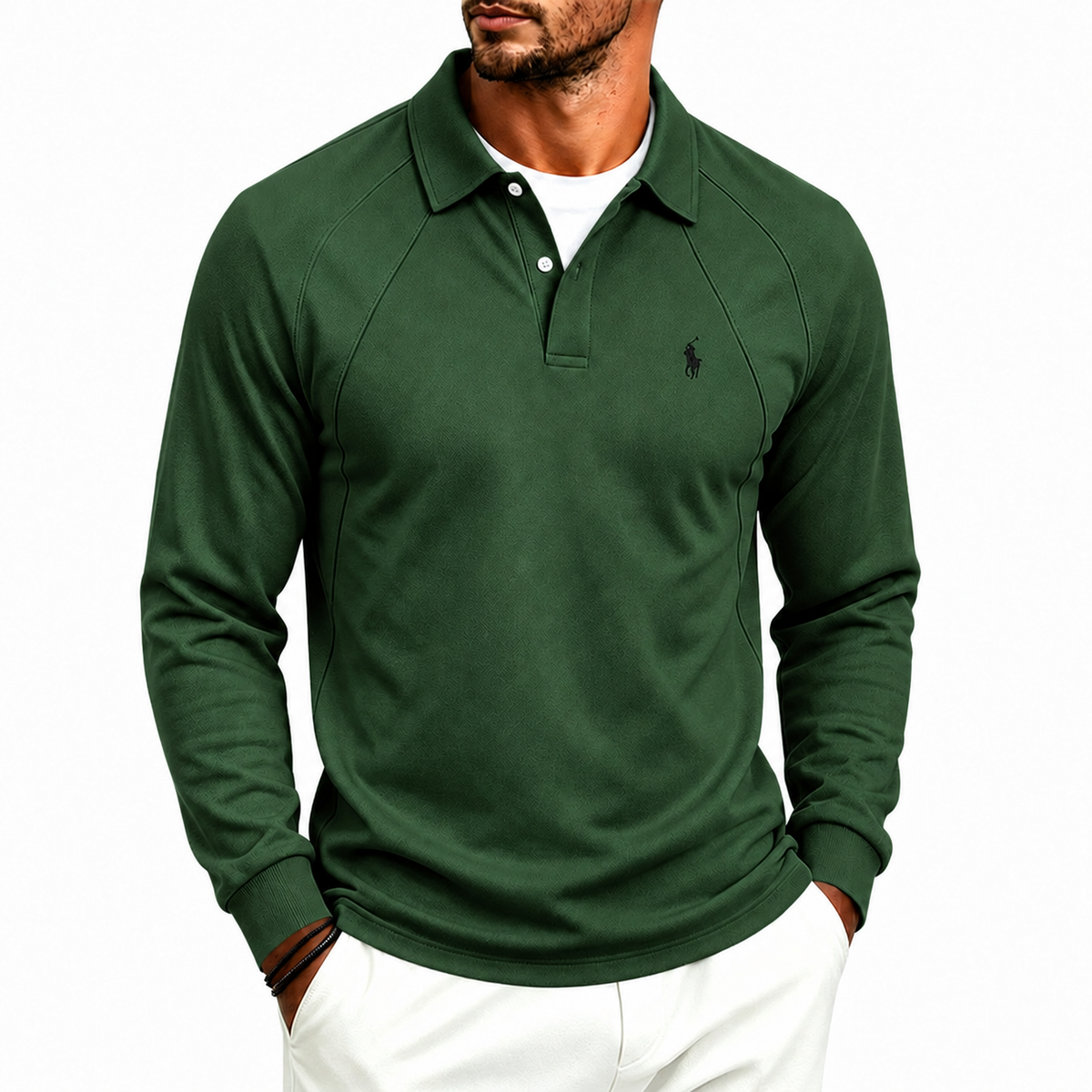 Men's Premium Long Sleeve Polo Shirt