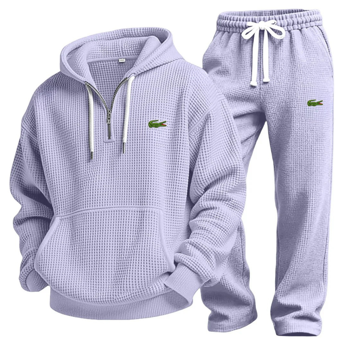 Purple Waffle-Knit Performance Hoodie Jogger Set