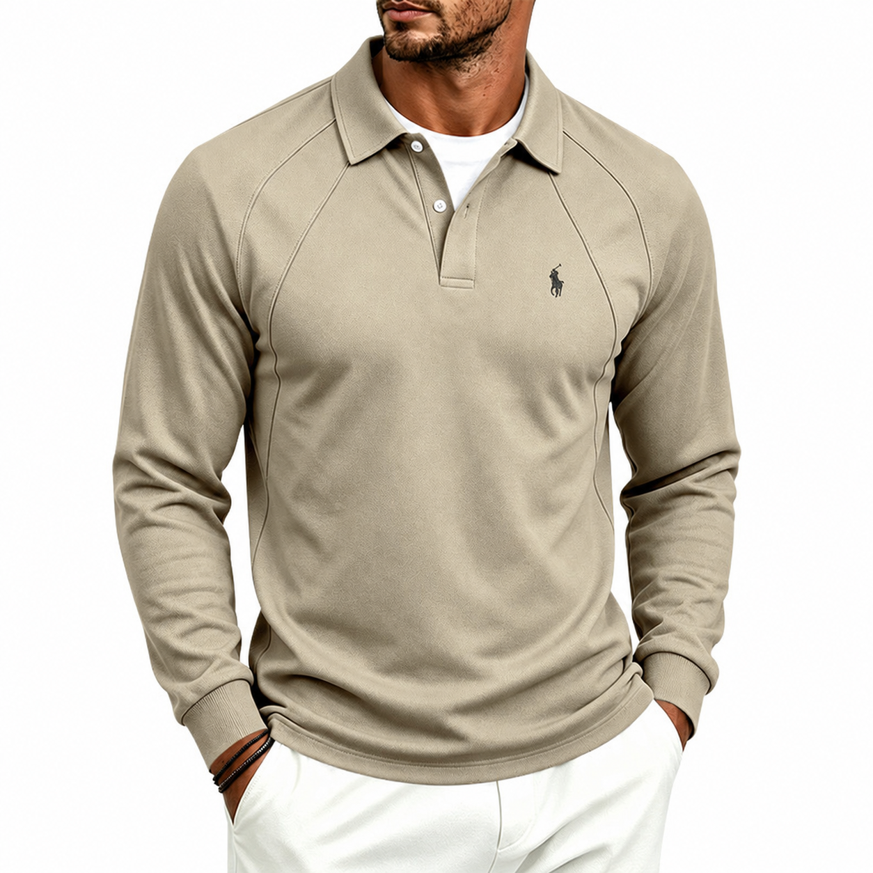 Men's Premium Long Sleeve Polo Shirt