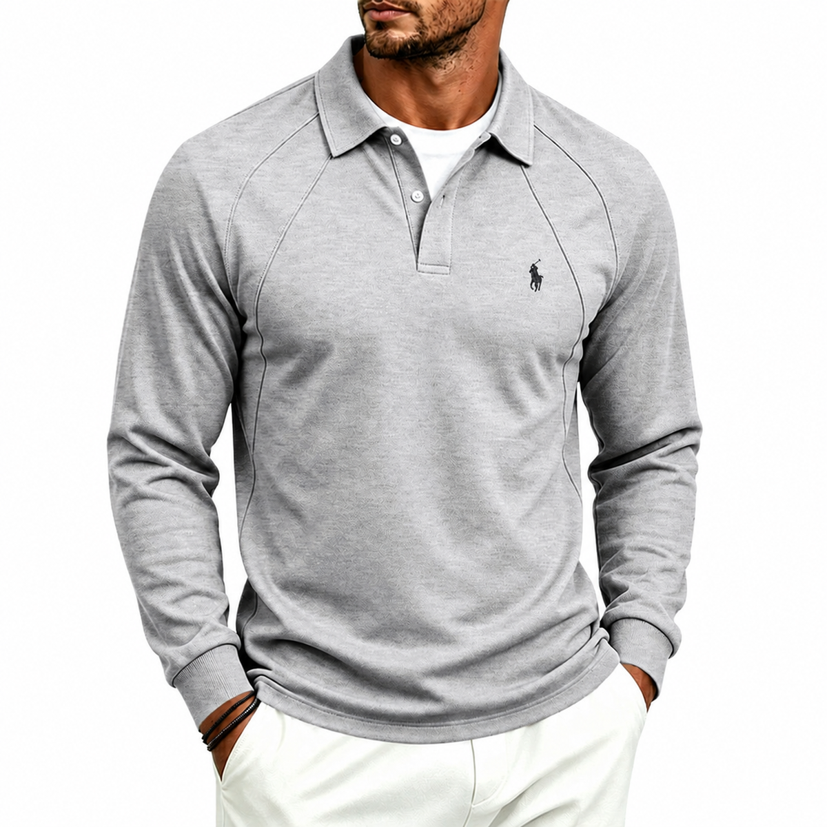 Men's Premium Long Sleeve Polo Shirt