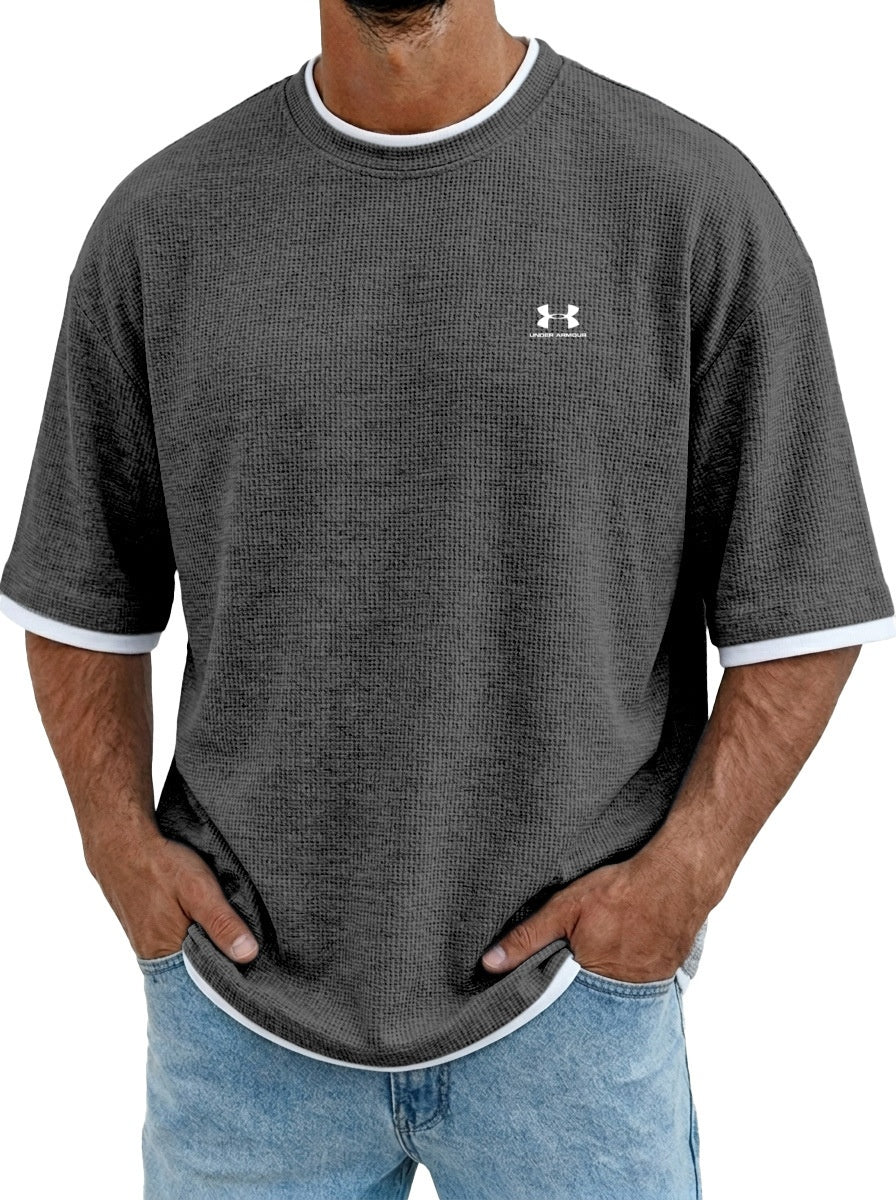 Men's waffle knit T-shirt - Dark Gray