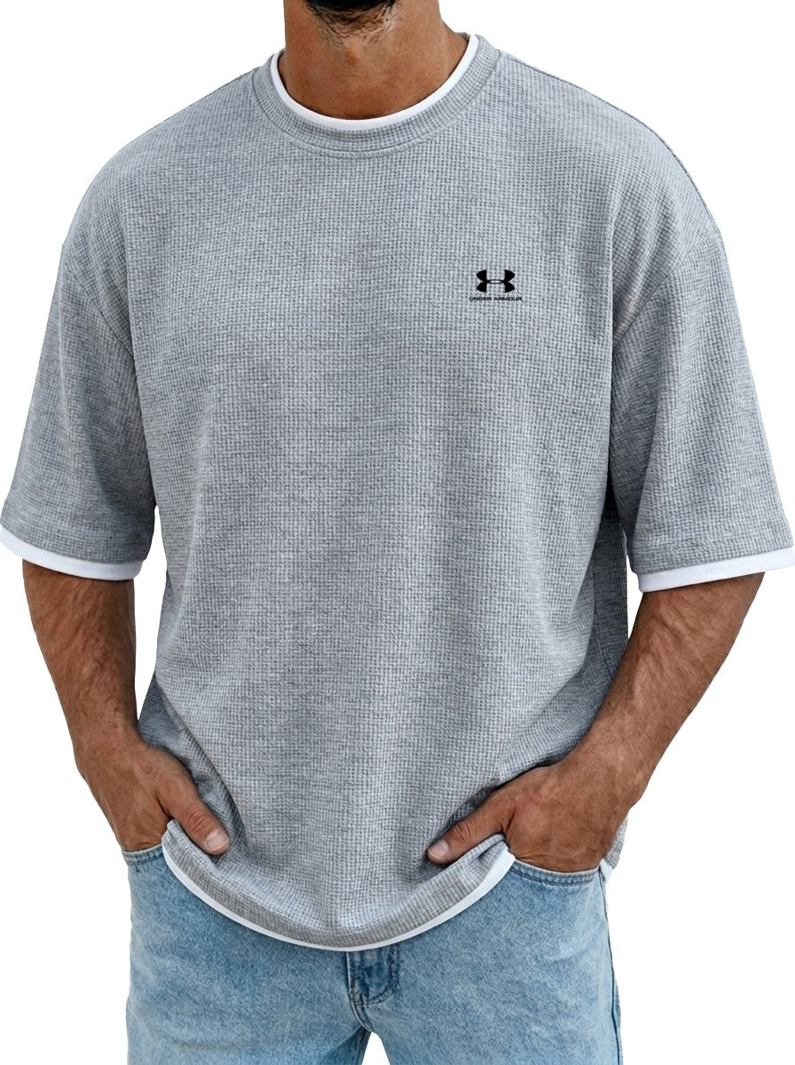 Men's waffle knit T-shirt - Light Gray