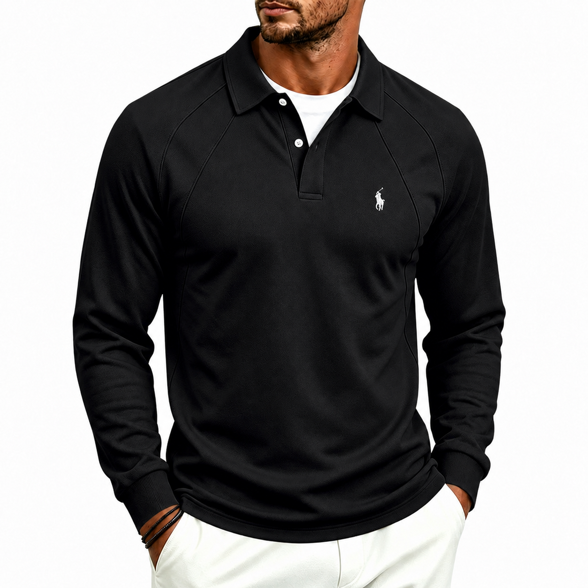 Men's Premium Long Sleeve Polo Shirt
