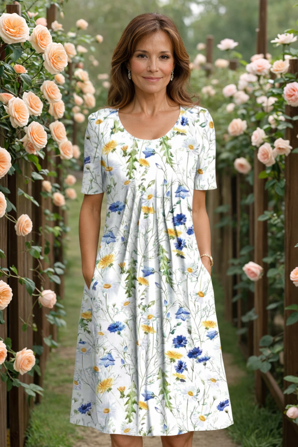 Marianne Elegant Floral Midi Dress - Lifestyle