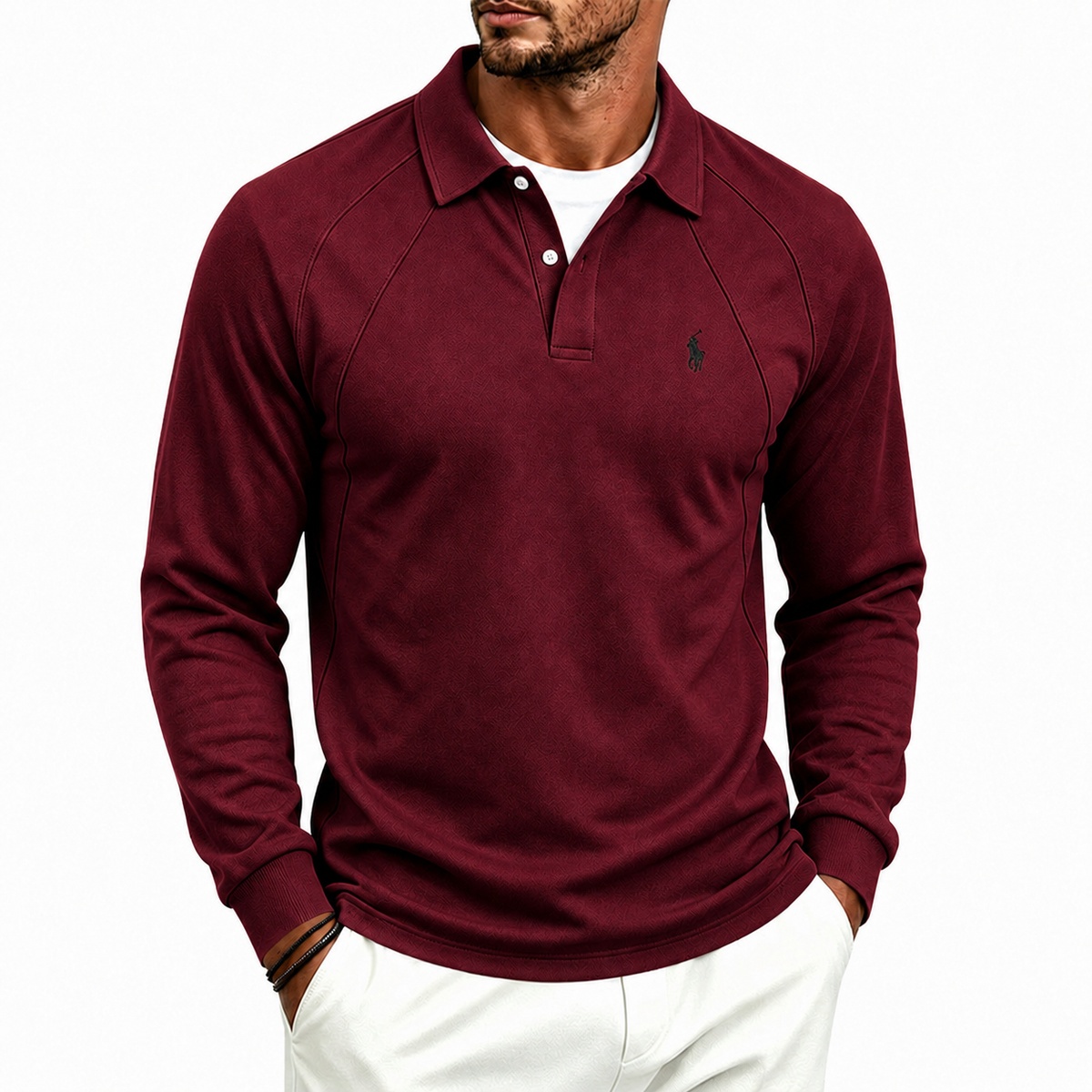 Men's Premium Long Sleeve Polo Shirt