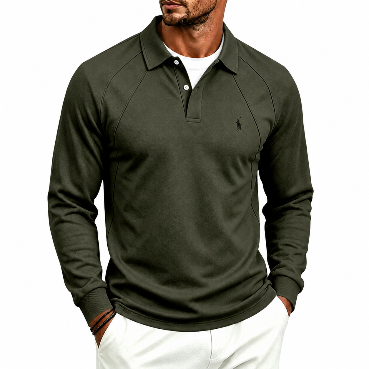 Men's Premium Long Sleeve Polo Shirt